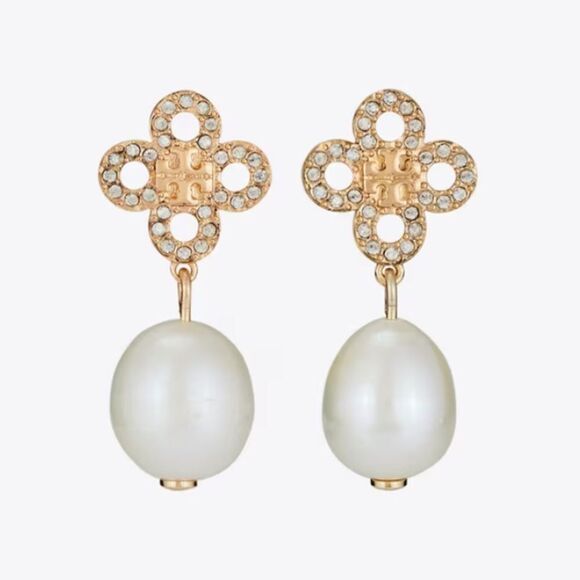 Tory Burch Kira Clover Pearl Drop Earrings - Picture 1 of 3
